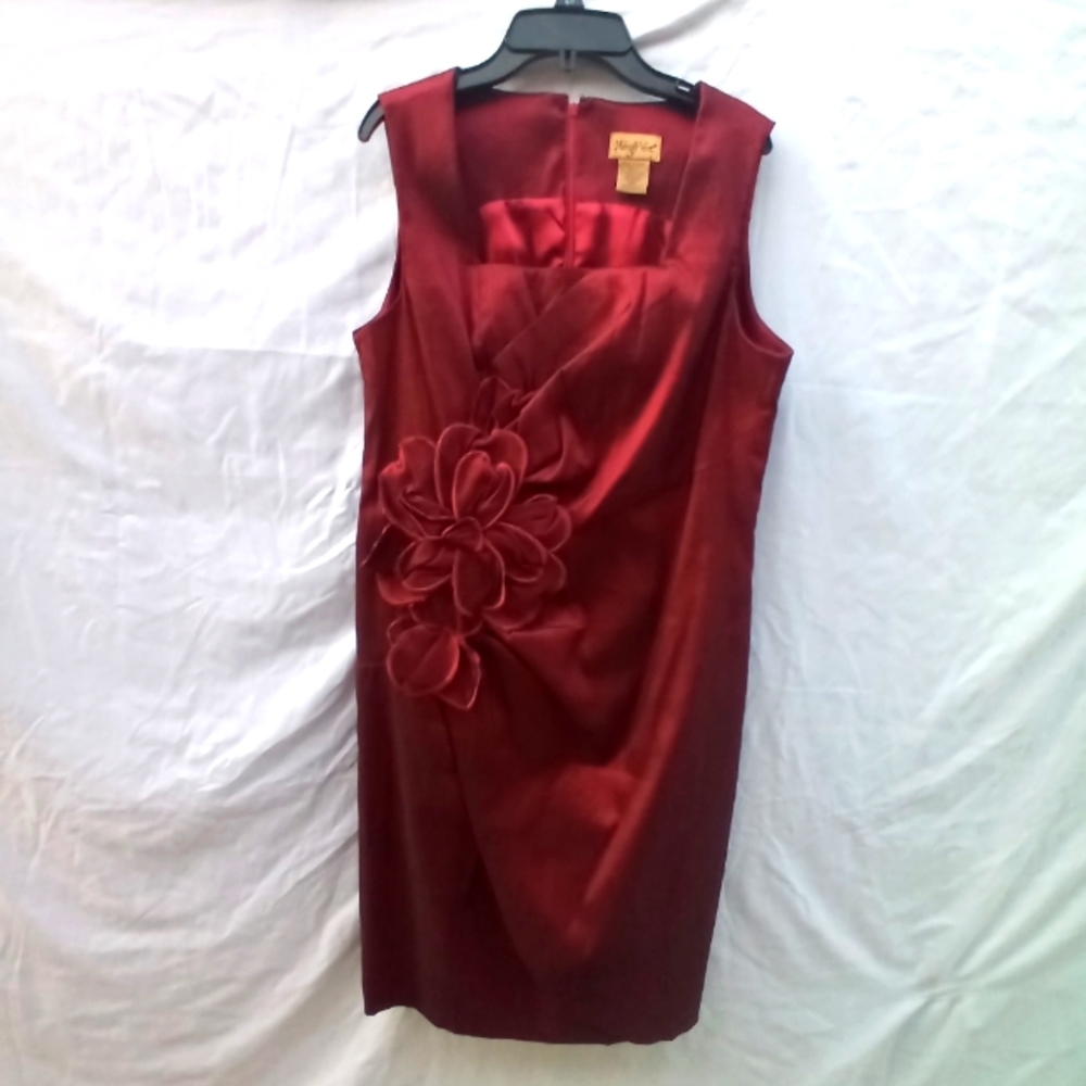 Midnight VelvetDress Womens Size 10 Burgundy Sleeveles Midi Vintage Taffeta